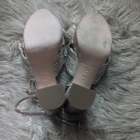 EUC Loeffler Randall Natalia Champagne Platform Bow Heel